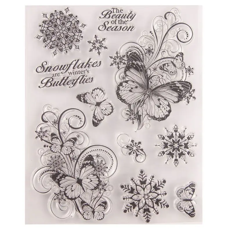 Рождество Снеговик цветок силиконовый прозрачный печать штамп DIY Скрапбукинг тиснение - Цвет: 15.5x20cm