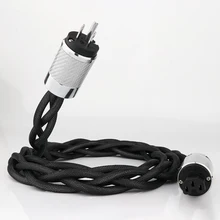 

5N OCC Single Silver 99.9998% serie Audiophile Audio amplifier DAC HIFI Power cable Carbon fiber rhodium plating plug power cord
