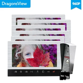 

Dragonsview 10 Inch Video Door Phone Video Door Entry System with Motion Sensor for Home 960P 16GB SD Card 6 Monitors 1 Doorbell