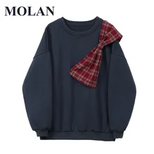 

MOLAN Original Design Bow Hoddie Woman Fashion O Neck Butterfly Shoulder Jacket Coat Female Chic Autumn Hoddies