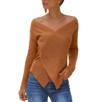 

Women Knit Sweater Round Collar Long Sleeve Pullover Sweater Casual Tops Travel Shopping JL