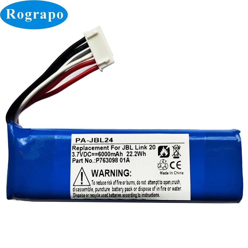 Аккумулятор P763098 01A 6000 мА · ч для аккумуляторов JBL Link 20 6-проводной штекер |