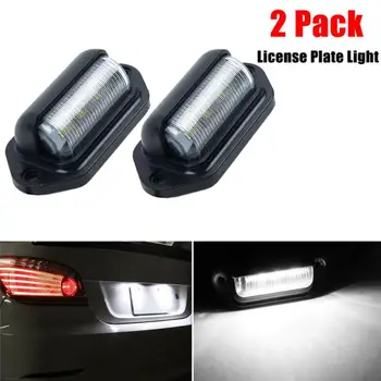 

For Car 2pcs Lamp License plate lights Truck Trailer Waterproof IP65 6 LED Bulb 66*33*25MM 10-30V Replacement Auto Accessories