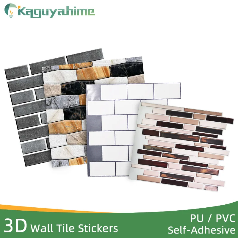 Calcomanías de pared modernas 3D Kaguyahime autoadhesivas de mosaico azulejos de cerámica DIY papel pintado a prueba de agua para el hogar para sala de estar