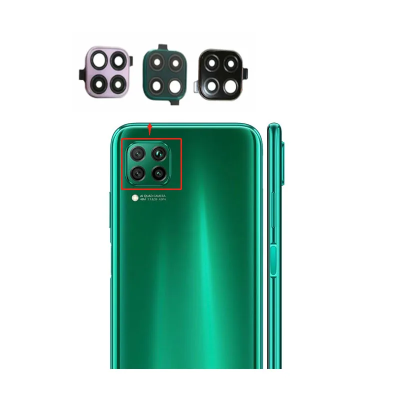 Стекло для объектива задней камеры Huawei P40 Lite Nova 7i стеклянный объектив с рамкой
