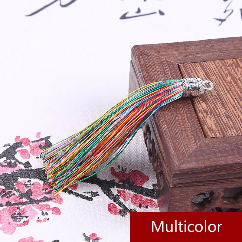 multicolor 5 шт./лот 9 см длинные шелковые кисточки шнуры с металлическими колпачками для сережек Подвески кисточки подходят DIY материал для изготовления ювелирных изделий - Цвет: multicolor