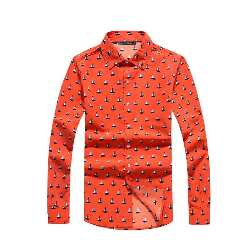 Tailor Pal Love Men printing lapel long-sleeved shirts For business casual Beach Shirts soft and comfortable