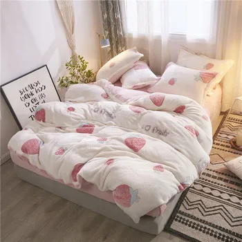 

Thick Coral Velvet Family of Four Flannel Milk Law Levin Velvet Quilt Cover Dormitory Bed Single Bed Winter