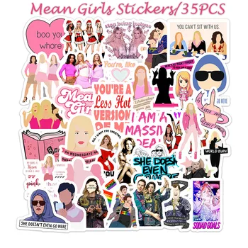 

35pcs Pink Girls Stickers For Suitcase Satchel Schoolbag Book Bag Pencil Box Folder Phone Laptop Travel Luggage Cool Decals