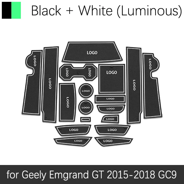 Противоскользящий резиновый подстаканник для Geely Emgrand GT GC9 Коврик для двери аксессуары наклейки для автомобиля подставка - Название цвета: White Luminous