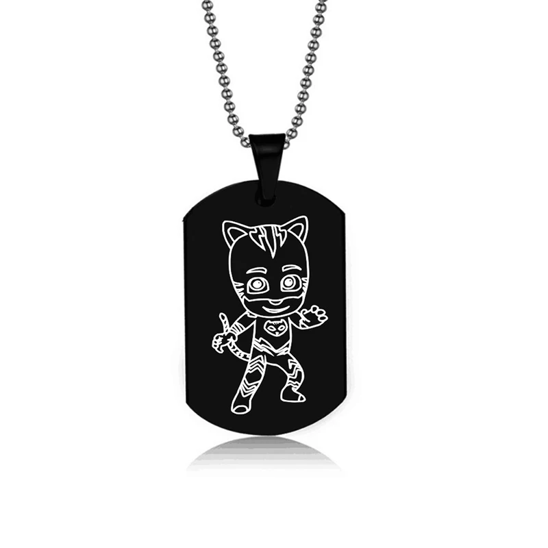 Pj Juguete маска из нержавеющей стали черный кулон в маске пижамы маски Catboy Owlette Gekko ожерелье игрушки для мальчиков подарок S54 - Цвет: 02