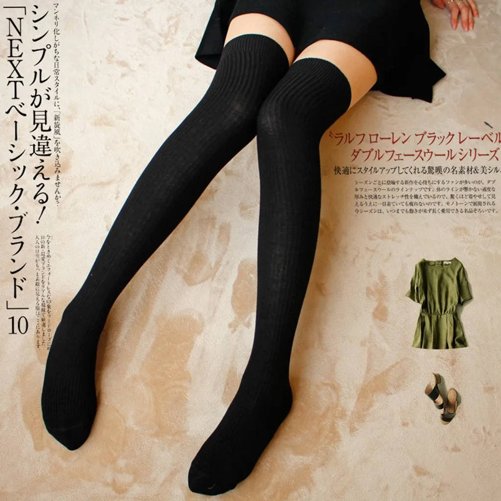 Длинные носки calcetines, однотонные, женские, облегающие, высокие, зимние, хлопковые, теплые, мягкие, хлопковые носки, сексуальные, muslo ponczozy