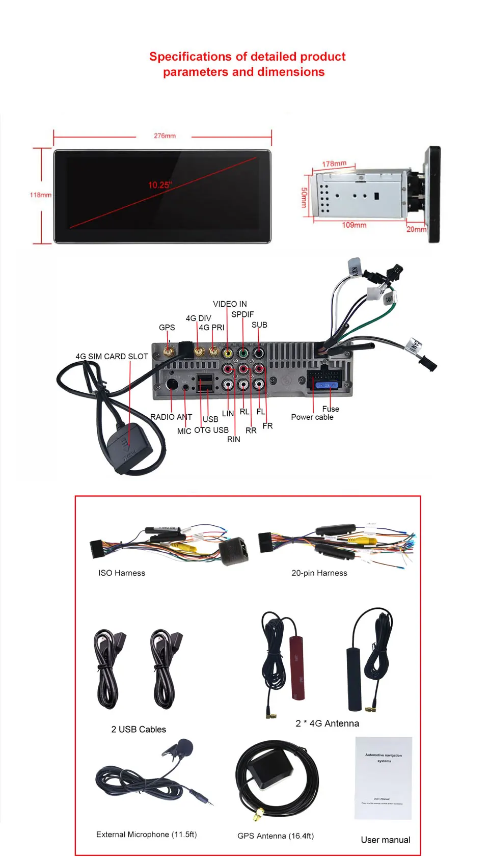 Clearance Universal Head Unit Android 8.1 10.25 inch Stereo Autoradio Support 4G Octa Core DSP Bluetooth SWC 4+64GB Multimedia Player 9