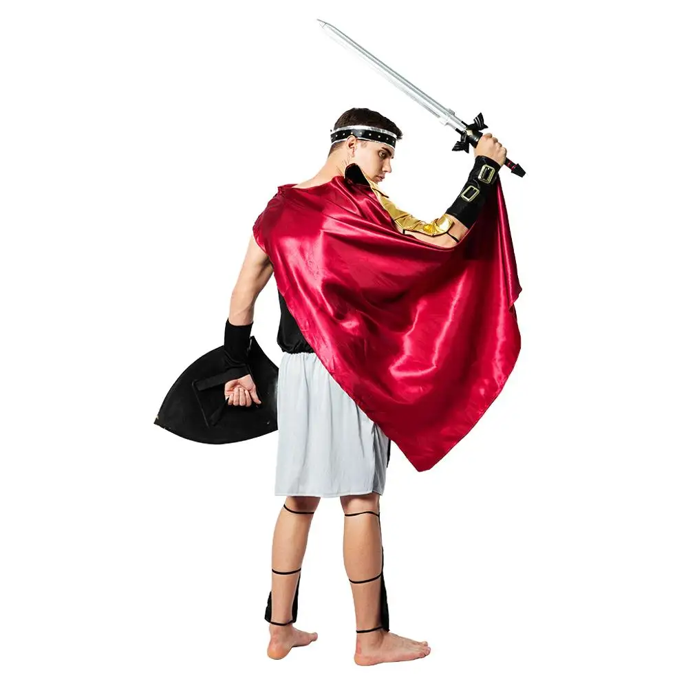 Eraspooky Medieval Roman Royal Knight Warrior Cosplay Halloween Costume For Men Adult Carnival European Gladiators Soldier Cloak cosplay costume