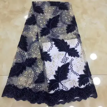 

African Dresses For Women Nigeriane, African Textiles Lace Blue, Sequins Velvet Net Lace Fabric