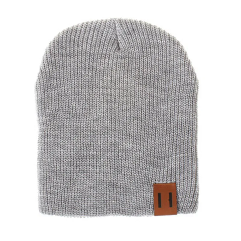 Hat PU Letter True Casual Beanies For Men Women Warm Knitted Winter Hat Fashion Solid Hip-hop Beanie Hat Unisex Cap 