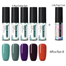 FOURLILY 6 шт./партия Цветной Гель-лак для ногтей 5 мл стойкий Блестящий лак для ногтей УФ светодиодный Гель-лак для ногтей