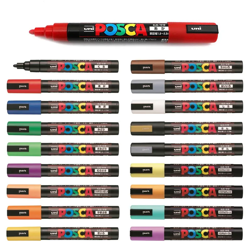Фломастеры Posca школьные канцелярские принадлежности фломастеры средней длины с