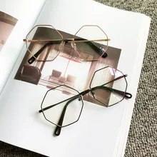 Корейские высококачественные компьютерные очки, оправа для женщин и мужчин, сплав, многоугольные очки для чтения, игровые поддельные очки для женщин, UV400
