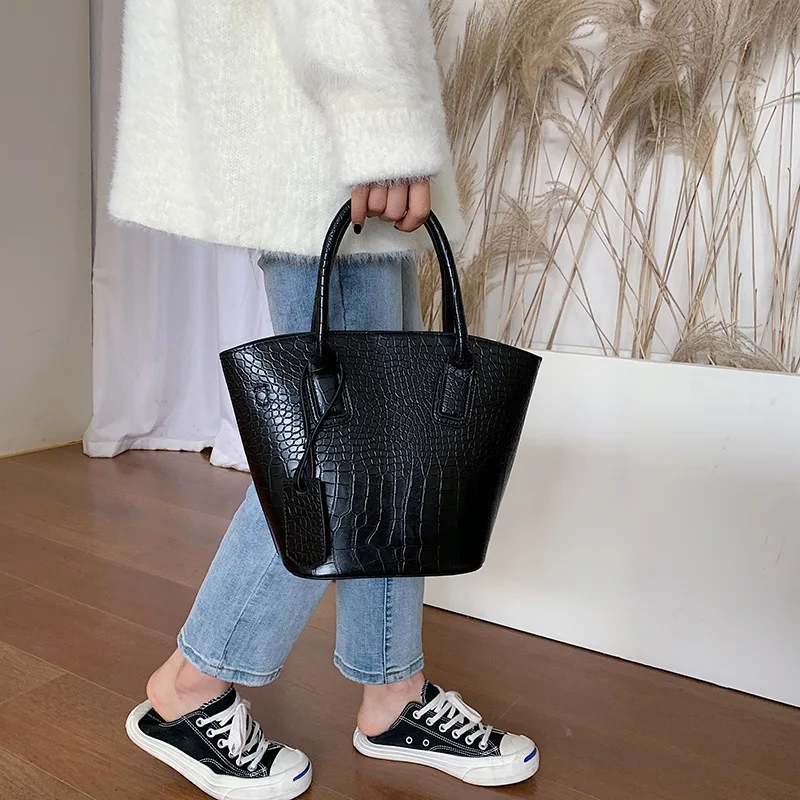 

Mododiino Crocodile Pattern Bucket Bag Women Handbag PU Leather Crossbody Bag Eisure Shoulder Bag Luxury Women Tote Bag DNV1254