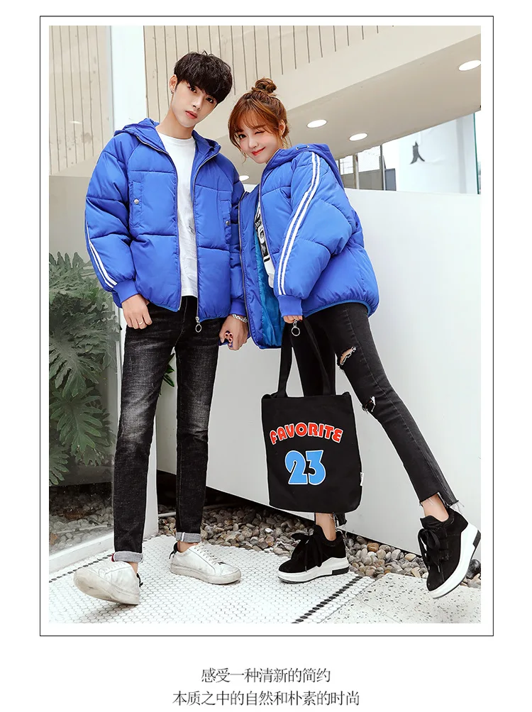 Couple Clothes Cotton-padded Clothes Female Short Coltsfoot Thick down Coat Loose-Fit Solid Color Cotton Coat New Style Kor