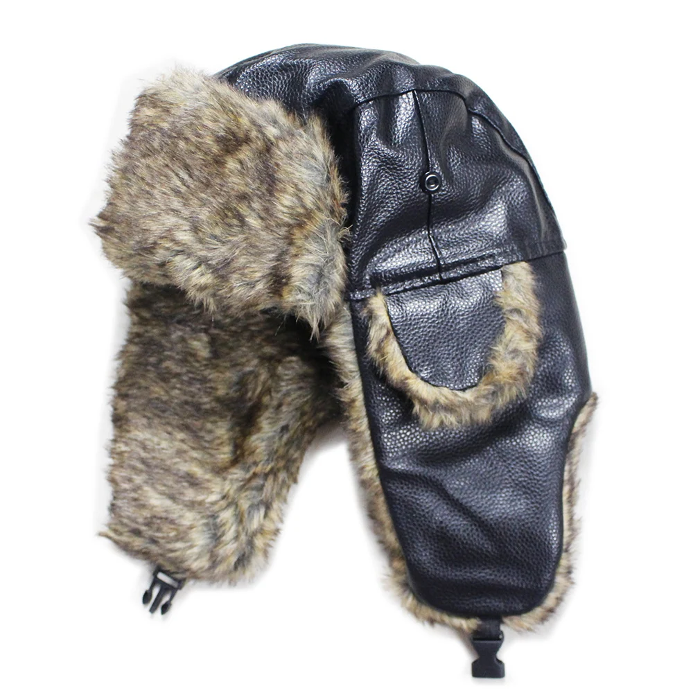leather winter hats with ear flaps