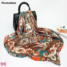 

Retro Soft Silk Scarf Cashew Flowers Print Lady Designer Shawls Women Scarves Ladies Accessories Summer Beach Sunscreen Bandana