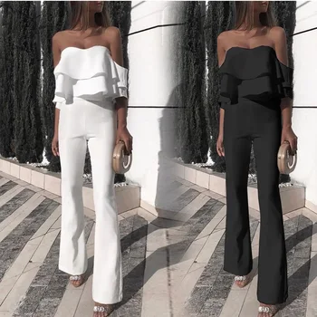 

Clothes For Women One Piece Jumpsuit Overalls Plus Size Jumpsuits Coveralls New Sexy Strapless Raglan Long Sleeve Height Pants