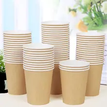 

50pc/Pack 250ml Paper Cups Wedding Tea Milk Paper Cup Disposable Coffee Cup Drinking Disposable Ice Cream Container Bubble Tea