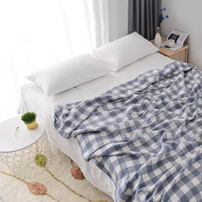 Breathable Gauze Bedding Cover Travel Plaid Office Airplane Sleeper Coverlet Bedspread Couch Canap Quilt