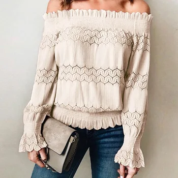 

Casual Solid Female Shirts Outwear Tops 2020 Autumn New Women Chiffon Blouse Office Lady V-neck Button Loose Clothing