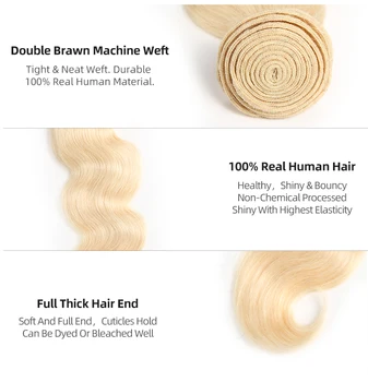 Ali Queen Hair Brazilian Remy Human Hair Weaves Bundles #613/#33/#30/#27/#99J/#BURG Body Wave 1/3/4Pcs Human Hair Extension 2