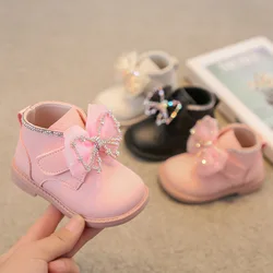Chaussures de printemps en cuir pour bébés, chaussures de princesse avec nœud, à fond souple, pour premiers pas, robe de soirée, nouvelle collection, SOB016 