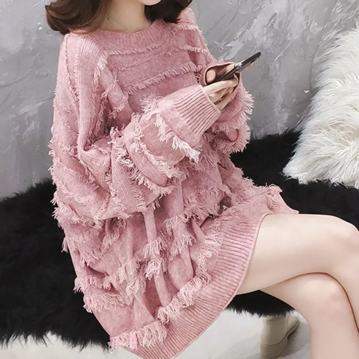 

2019 Autumn And Winter New Style Korean-style Online Celebrity Laziness-Style Loose-Fit Very Fairy of Western Style Mid-length S