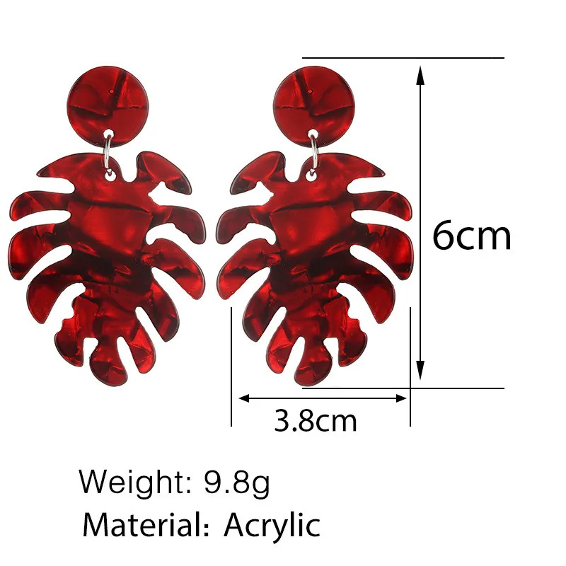 Европейские и американские висячие серьги в форме листьев, Разноцветные серьги из ацетатного листа, Женские Ювелирные изделия
