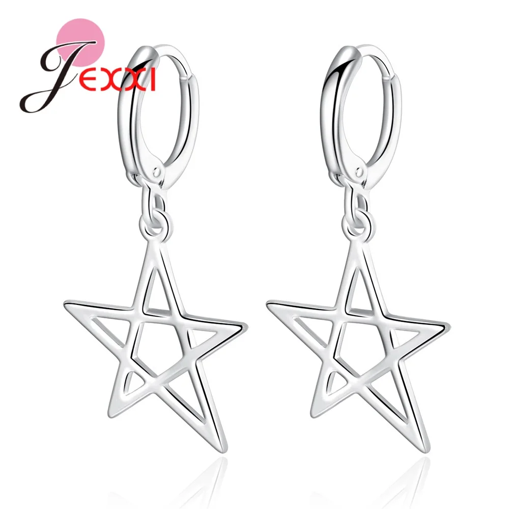 

Modern Star Charm Drop Earring 925 Sterling Silver Leverback Dangle Pendiente Women Girl Christmas Gift Fashion Wedding Jewelry