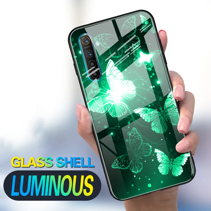 Роскошный стеклянный светящийся чехол Funda для OPPO Realme 1 X XT Pro стеклянная задняя