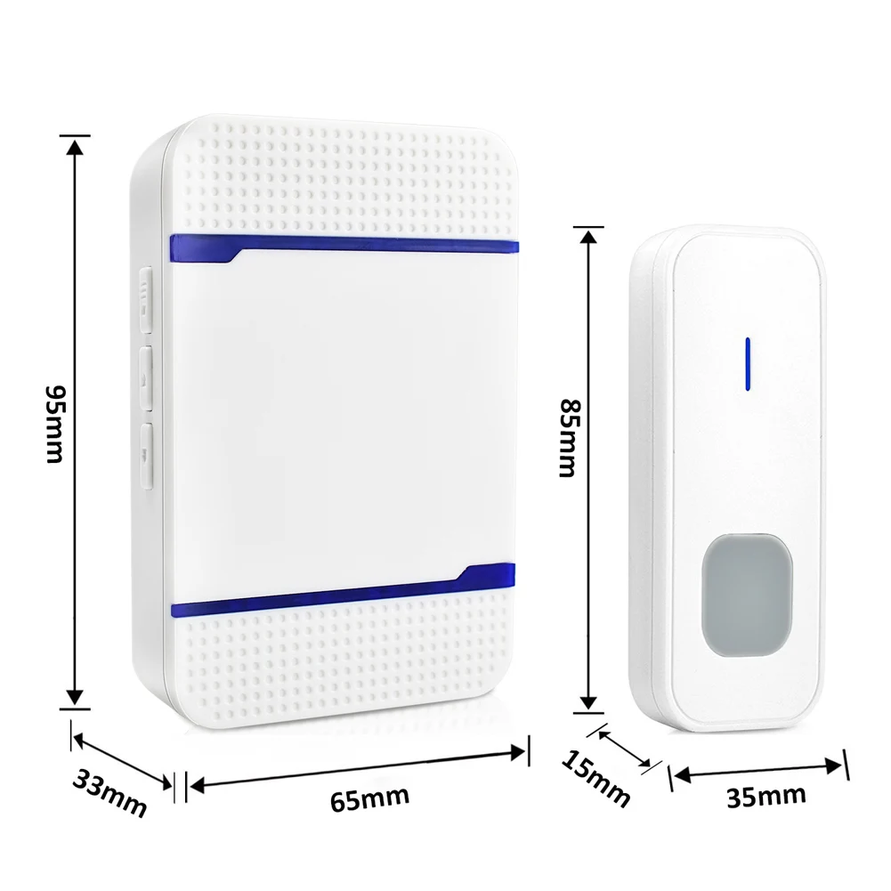 300M 5 Volume Wireless Doorbell Transmitter+Receiver Home Door Bell Set with 55 Ringtones ING-SHIPPING