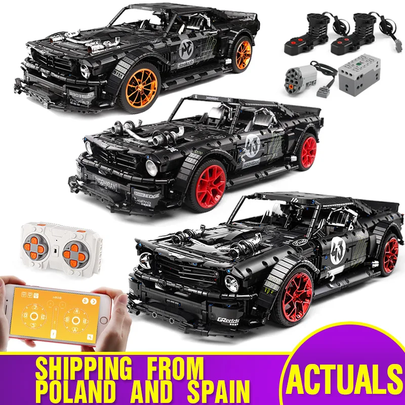 20102 моторизованный дизайн автомобиля 1965 Mustang Hoonicorn V2 1:8 автомобиль совместим с MOC