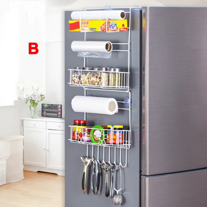 Подвесной стеллаж для хранения на холодильник, держатель большой емкости для домашнего кухонного холодильника@ LS