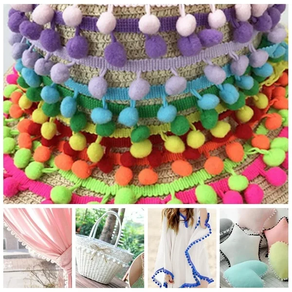 

10 Yards Pom Pom Trim Ball 10 mm MINI Pearl Pompom Fringe Ribbon Sewing Lace Kintted Fabric Handmade DIY Craft Accessories