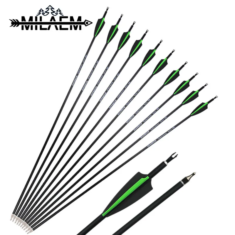 

12 Pcs 30 inch Archery Carbon Arrow Spine 500 OD 7.8mm ID 6.2 mm Mixed Carbon New Beginner Practice Shooting Accessories