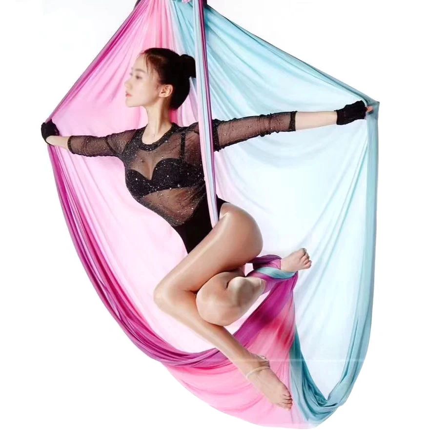 Fly Aerial Silks набор для дома 15 ярдов/13,7 м Йога Омбре трапеции слинг ремни антигравитационный нейлон воздушный Йога качели - Цвет: rainbow
