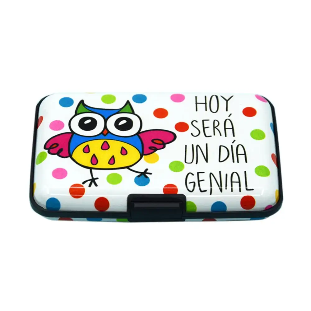 

Tower Print Aluminum Business ID Credit Card Case Holder Brand Metal Wallet Anti RFID Card Box For Men Women Birds Pattern Bag