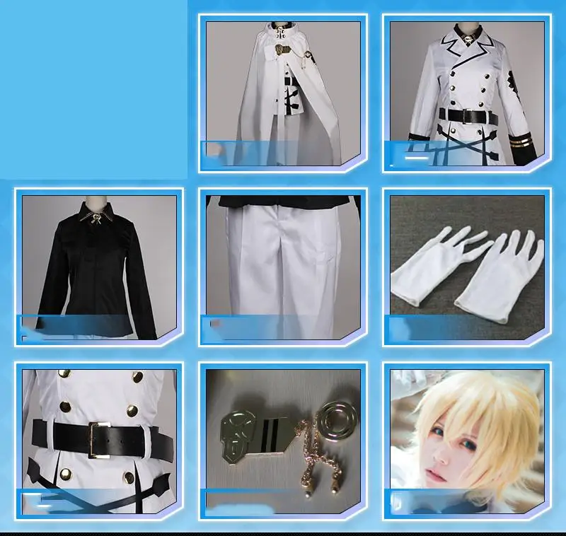 Mikaela Hyakuya Косплей Костюм Аниме Серафим конца Owari No Seraph унисекс аниме косплей одежда Униформа с париком полный комплект - Цвет: Set