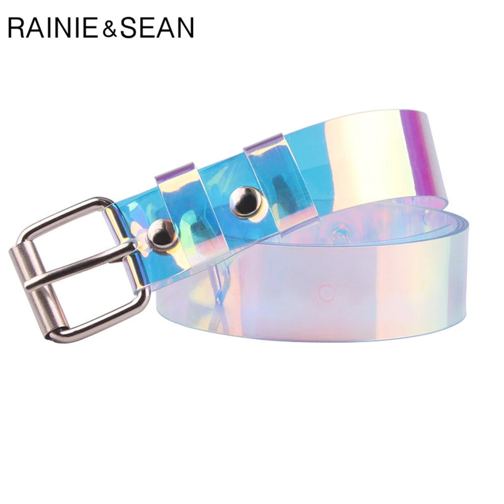 RAINIE SEAN Belt Women High Fashion Pvc Transparent Colorful Women Belt for Jeans Pin Buckle Casual Waist Belts Accessories
