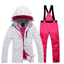 Thicken Warm Women's Ski Suit Waterproof Windproof Skiing and Snowboarding Jacket Pants Set Female Snow Costumes Outdoor Wear