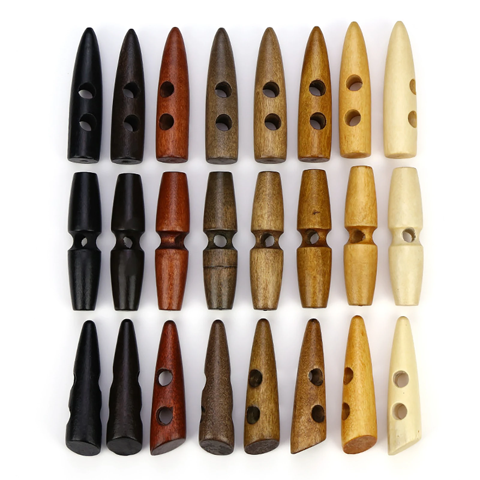 

20PCs Wood Horn Buttons Scrapbooking Single/Double Hole Barrel Clorful Toggle Sewing Wood Buttons For Coats Sweater Sewing Craft