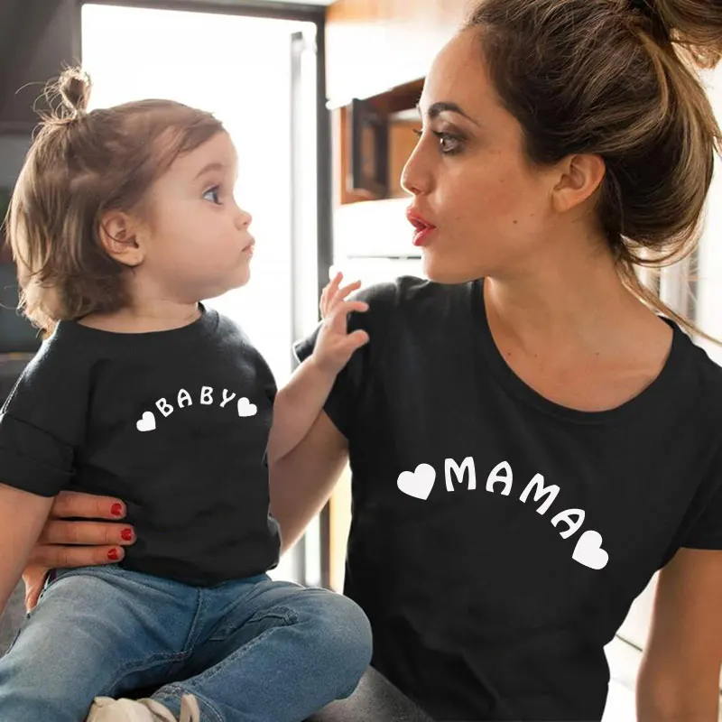 Ropa a juego para madre e hija, camiseta a juego para madre e hija, ropa estampada para niños