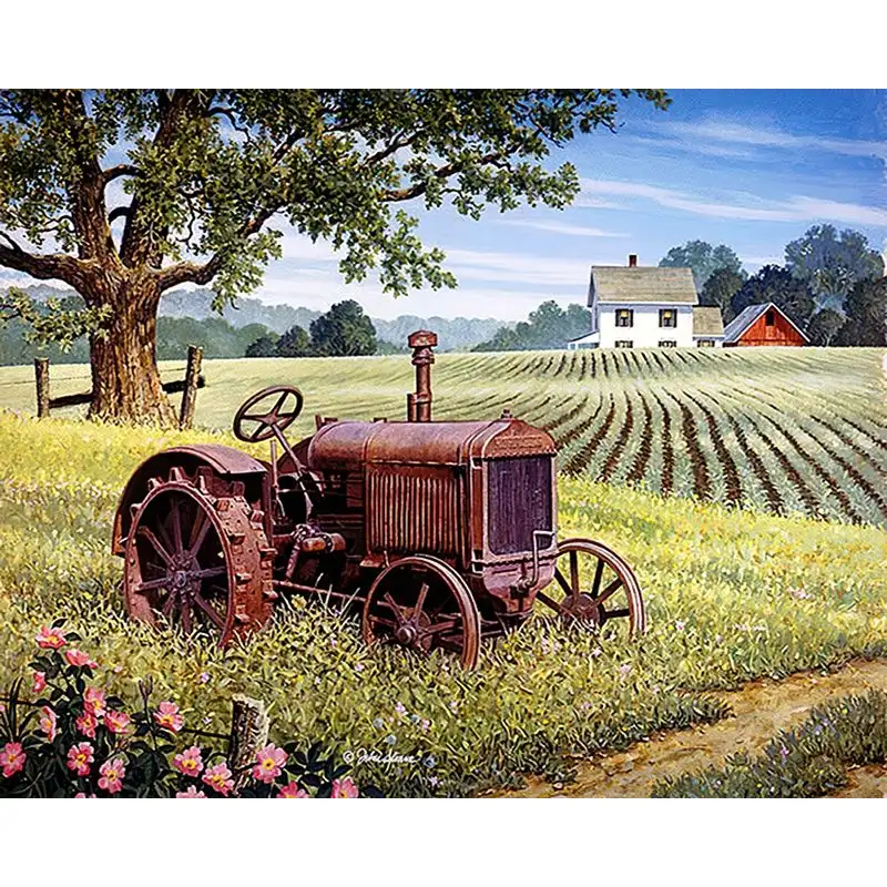 CHENISTORY 40x50cm Diamond Painting Tractor Farm Landscape Rhinestones 5D DIY Diamond Embroidery Car Mosaic Cross Stitch Craft K - Image 8